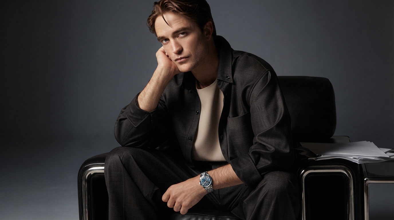Robert Pattinson wearing a rose-gold Jaeger-LeCoultre Master Control Chronometre Perpetual Calendar watch at the Academy Awards.